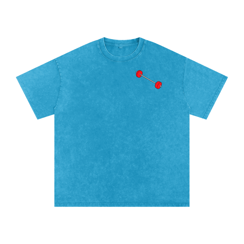 "How Many Sets?" Washed T - Blue/Gray/Cream