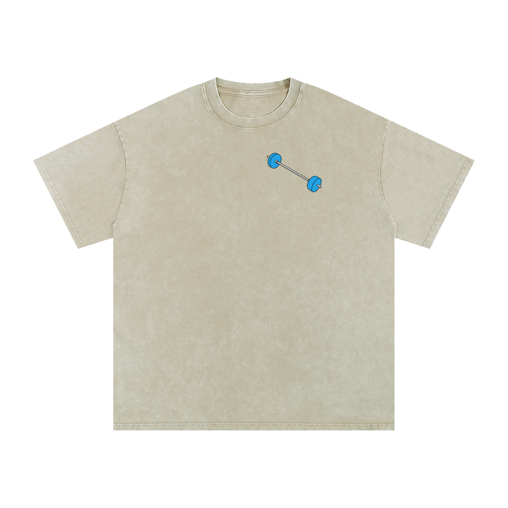 "How Many Sets?" Washed T - Black/Gray/Cream