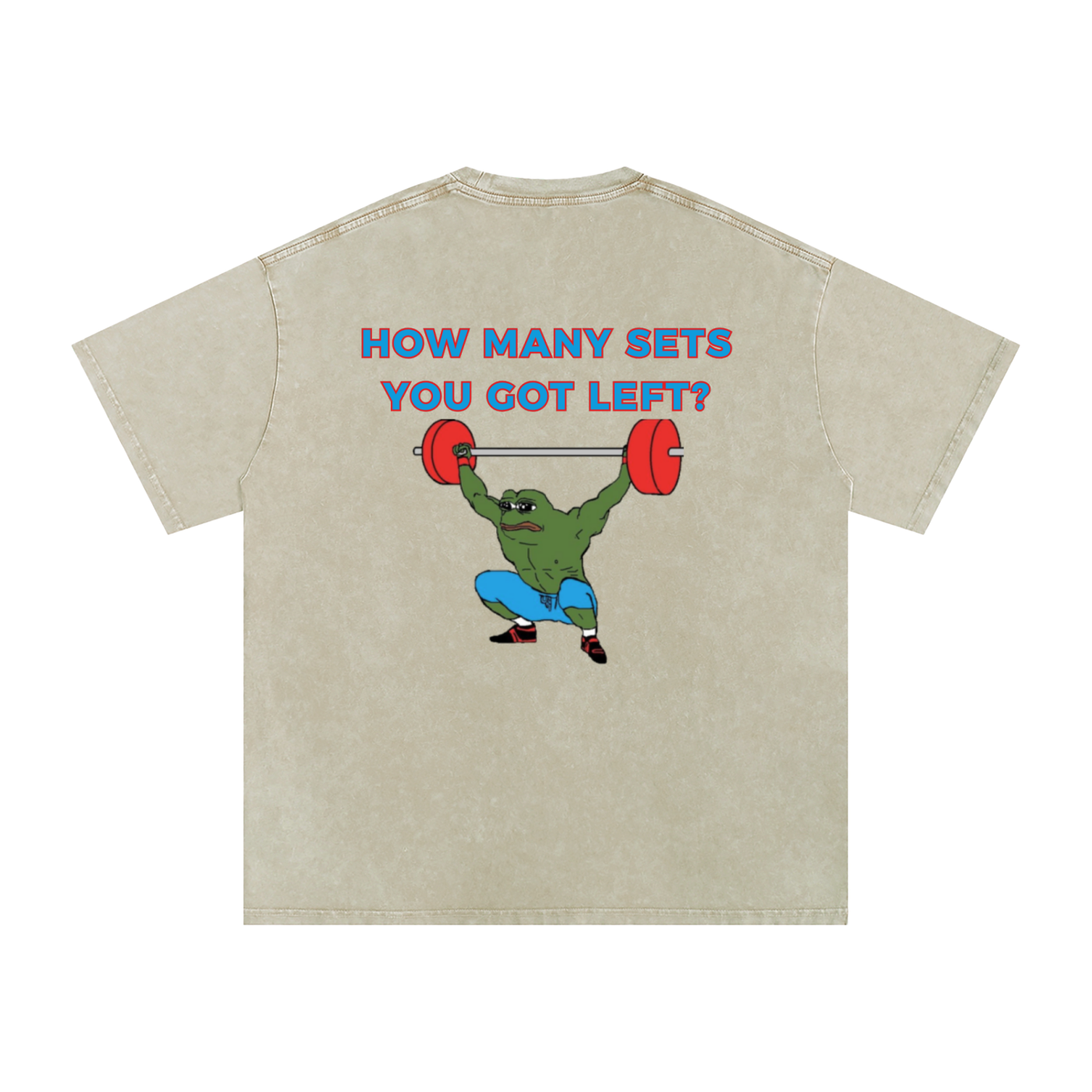 "How Many Sets?" Washed T - Black/Gray/Cream