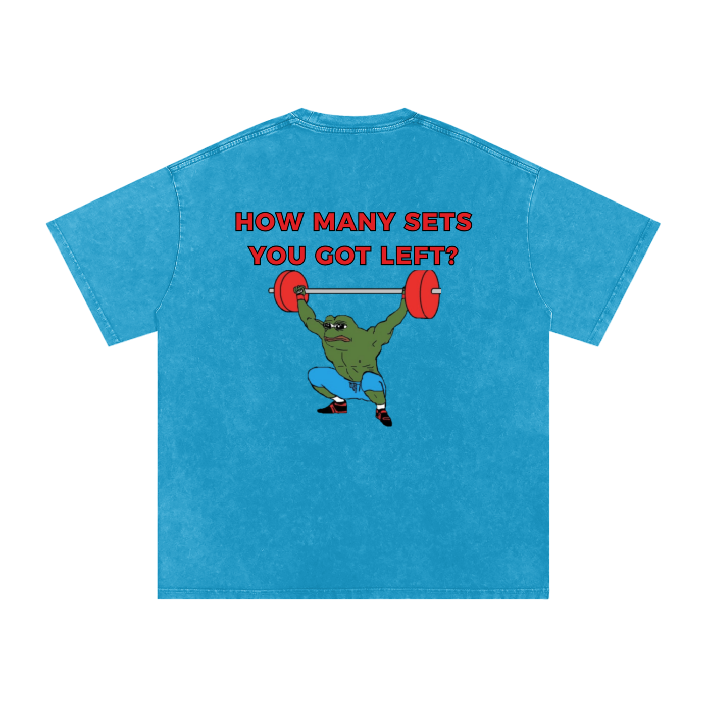 "How Many Sets?" Washed T - Blue/Gray/Cream